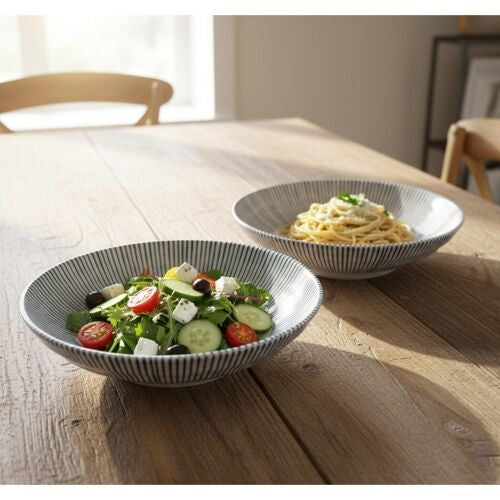 Keramik Schüssel - Blue Stripe - ⌀17cm/21cm