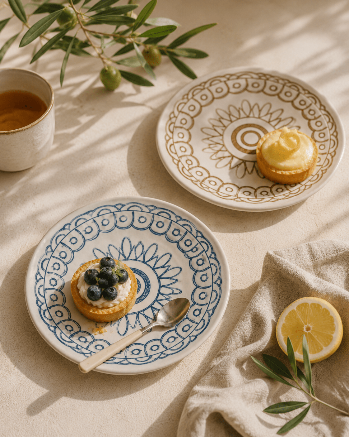 Handbemalter Teller Maple blau/braun – Keramik | MeVita Home