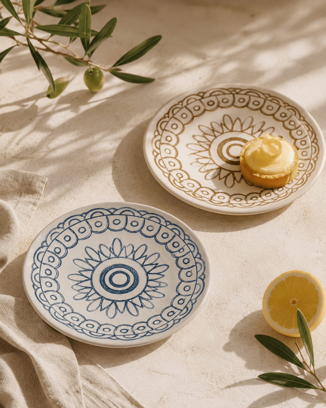 Handbemalter Teller Maple blau/braun – Keramik | MeVita Home
