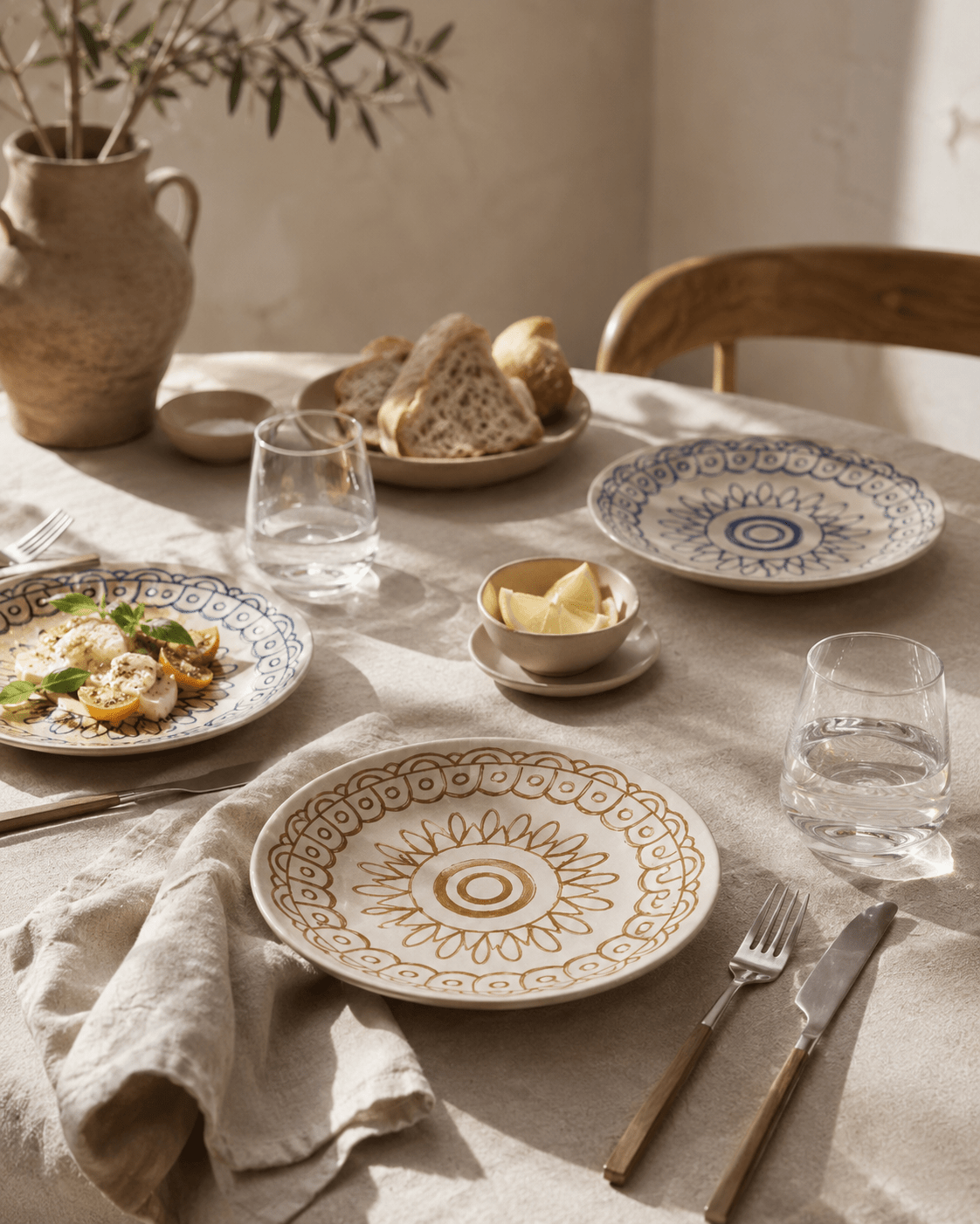 Handbemalter Teller Maple blau/braun – Keramik | MeVita Home