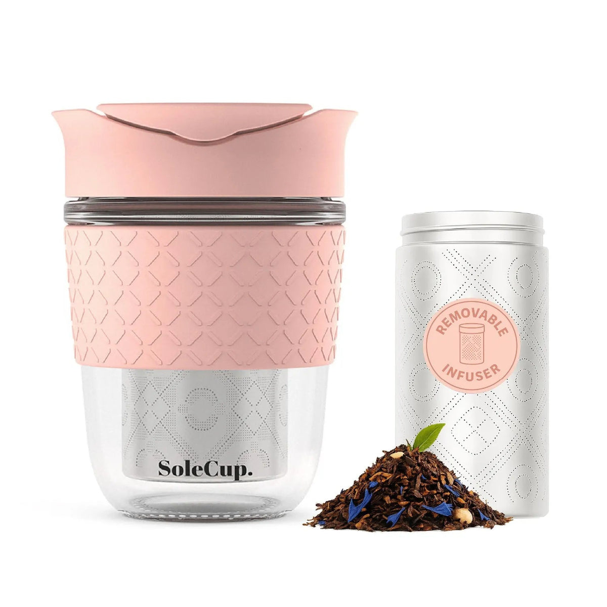 SoleCup Glas Reisebecher 340ml & 530ml mit Silikonhülle - MeVita Home-Reisebecher-blau-340ml-