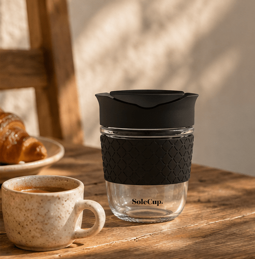 SoleCup Glas Reisebecher-schwarz-340ml & 530ml - MeVita Home