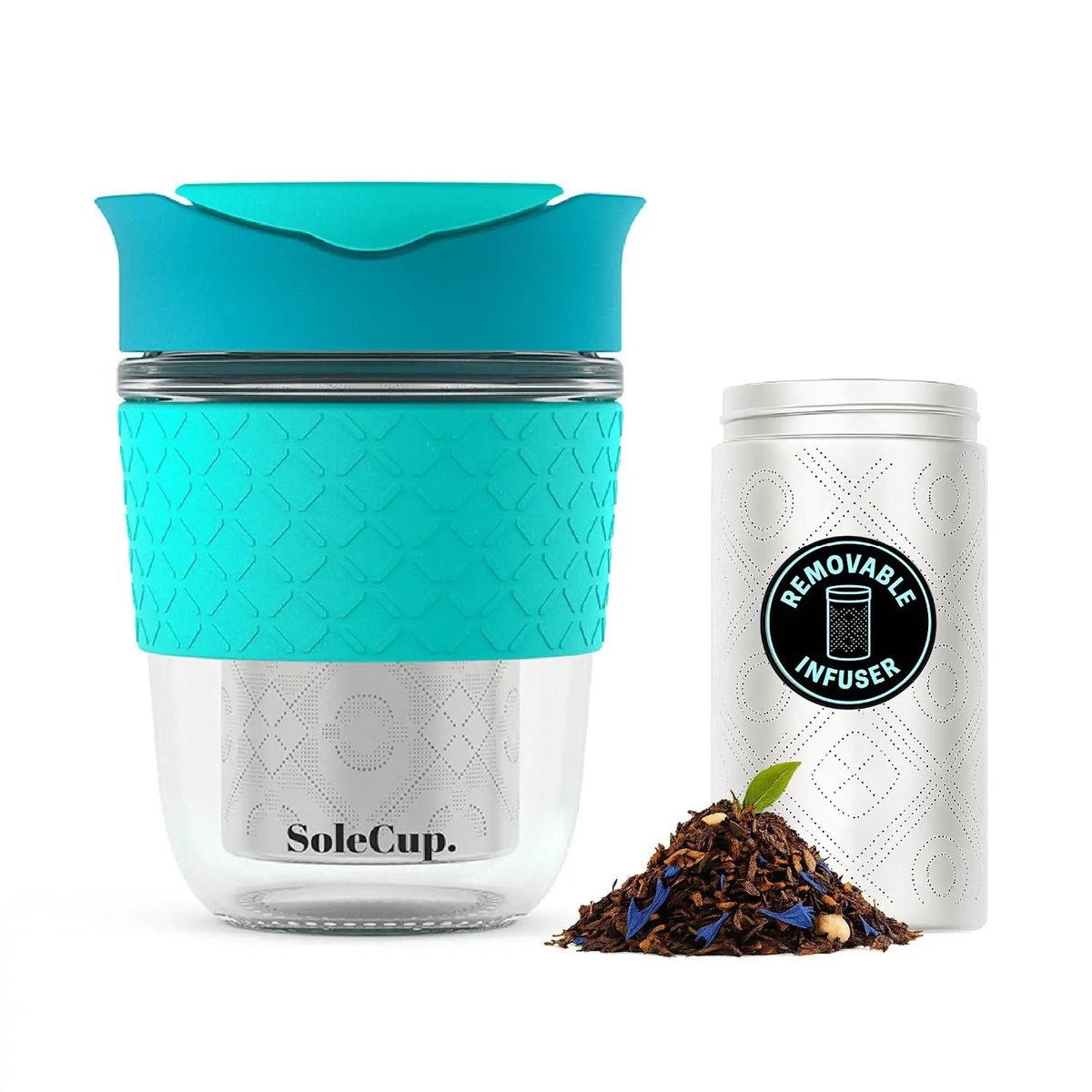 SoleCup Glas Reisebecher 340ml & 530ml mit Silikonhülle - MeVita Home-Reisebecher-schwarz-340ml-