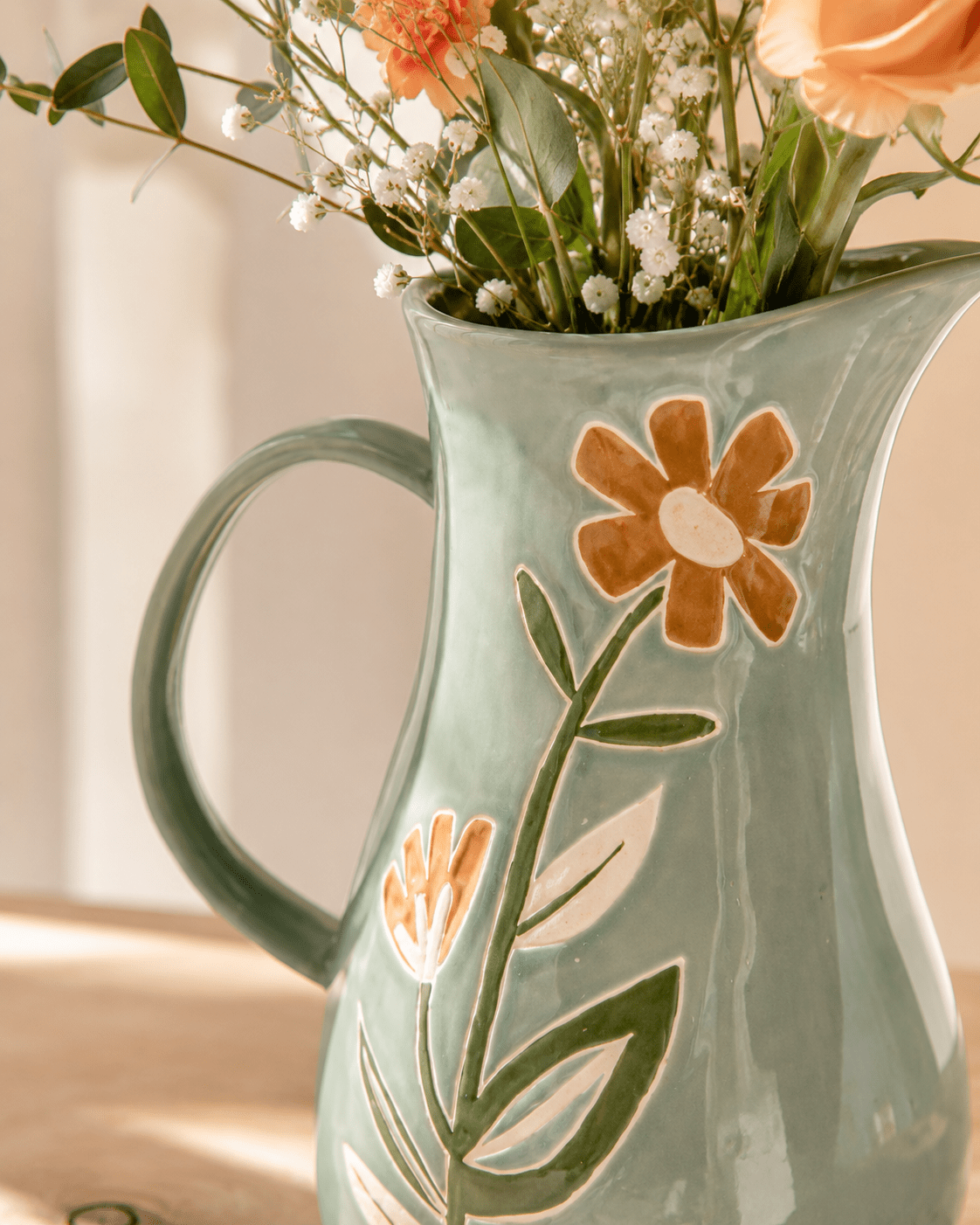 Steinzeug Vase Floral Green - 2L | MeVita Home