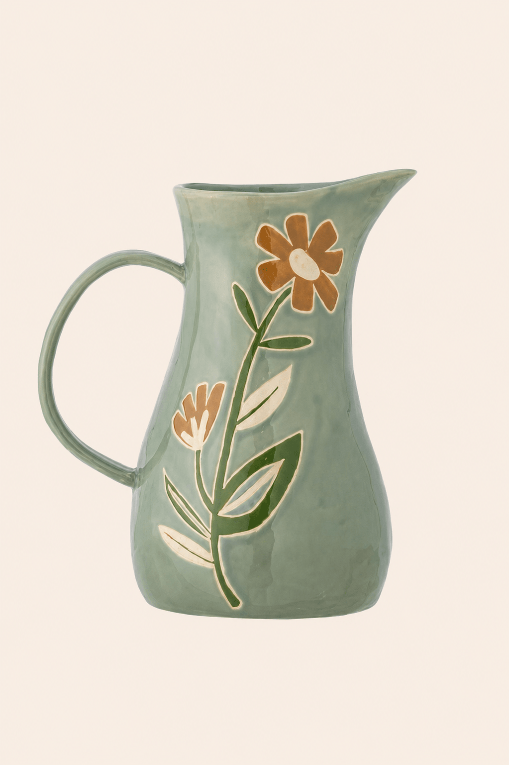 Steinzeug Vase Floral Green - 2L | MeVita Home