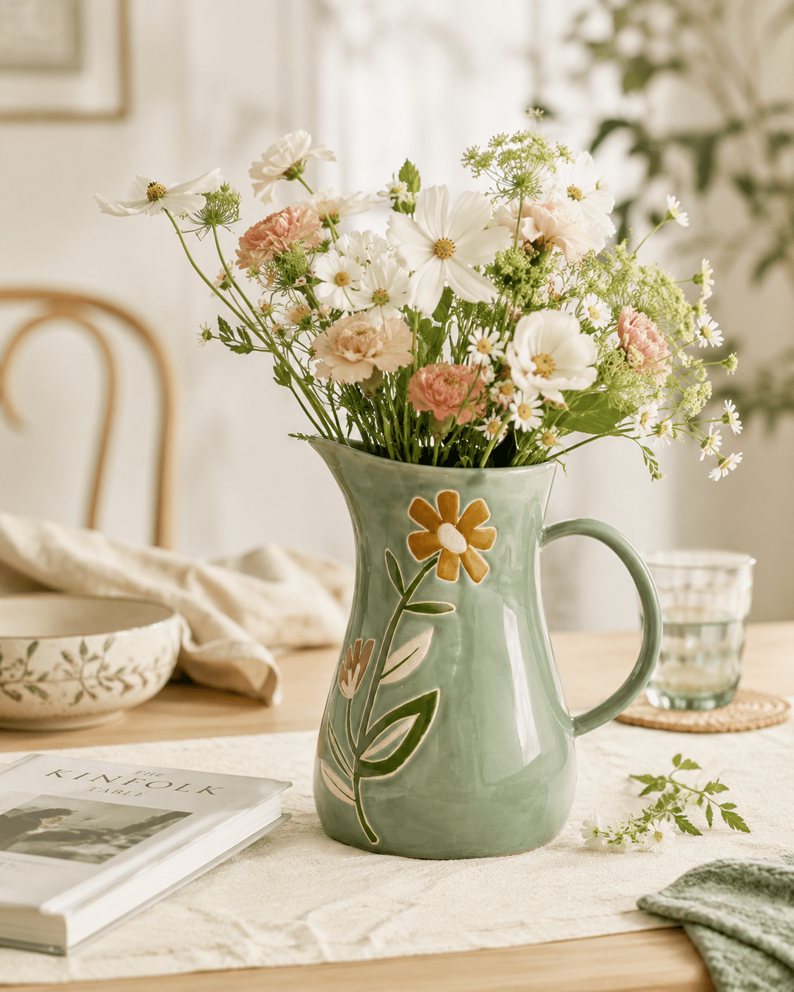 Steinzeug Vase Floral Green - 2L | MeVita Home