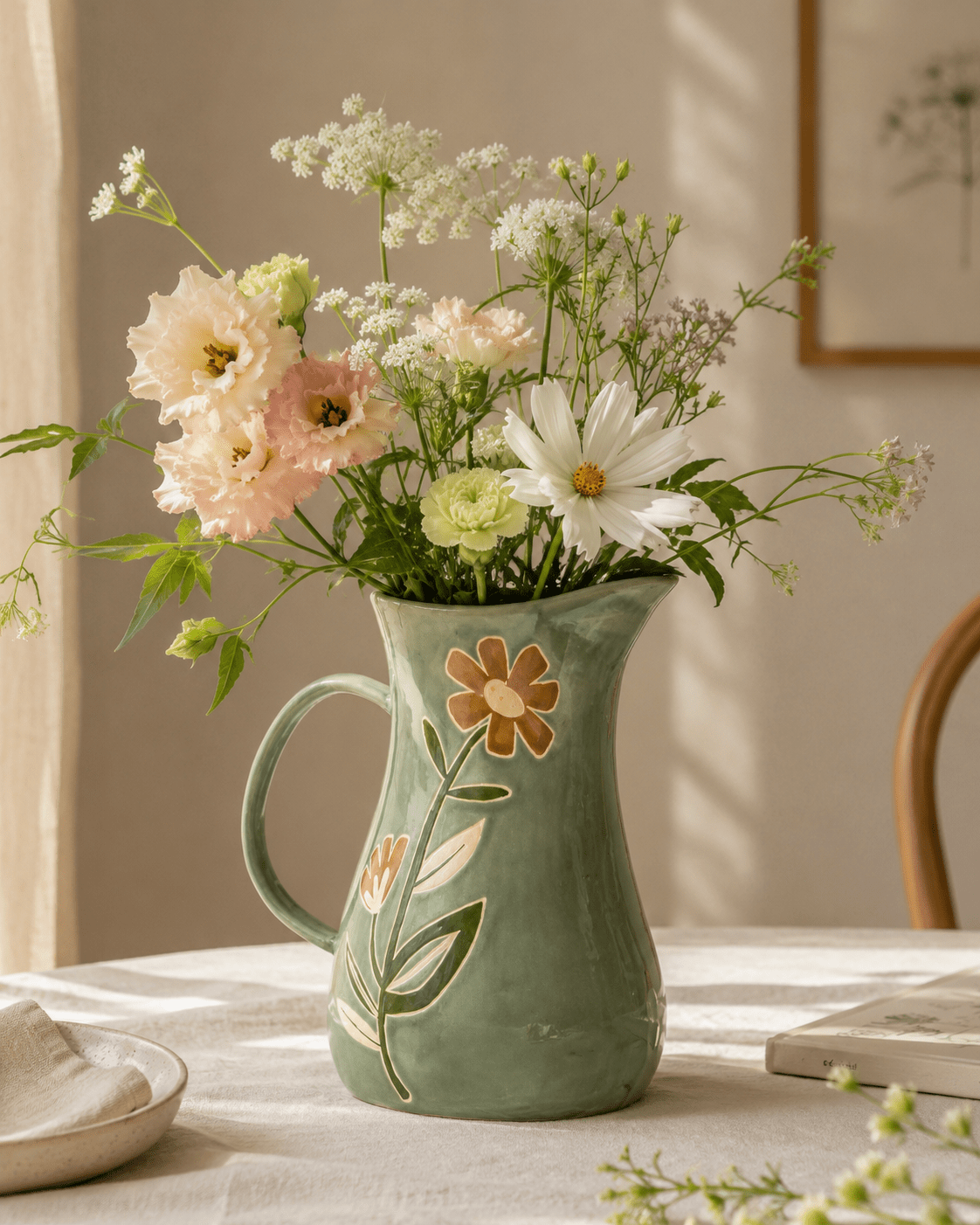 Steinzeug Vase Floral Green - 2L | MeVita Home