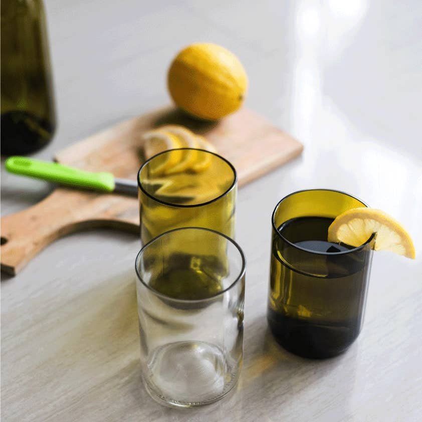 Upcycled Trinkglas Tumbler - 330ml - 4er Set - MeVita Home-Trinkgläser-Klar - 330ml - 